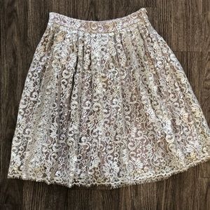 Anthro metallic lace skirt